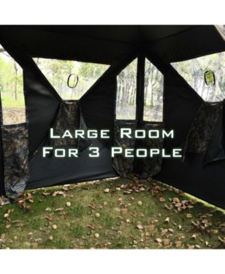 3 Person Portable Pop-Up Ground Tent with Gun Ports and Carrying Bag