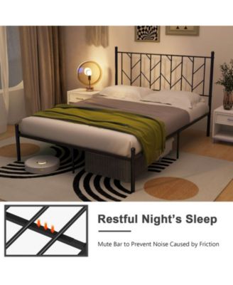 Queen Size Platform Bed Frame with Sturdy Metal Slat Support