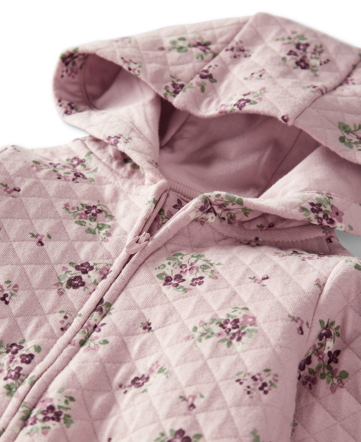 Little Planet by Carter's Baby Girls Hooded Quilted Double-Knit Floral-Print Coverall