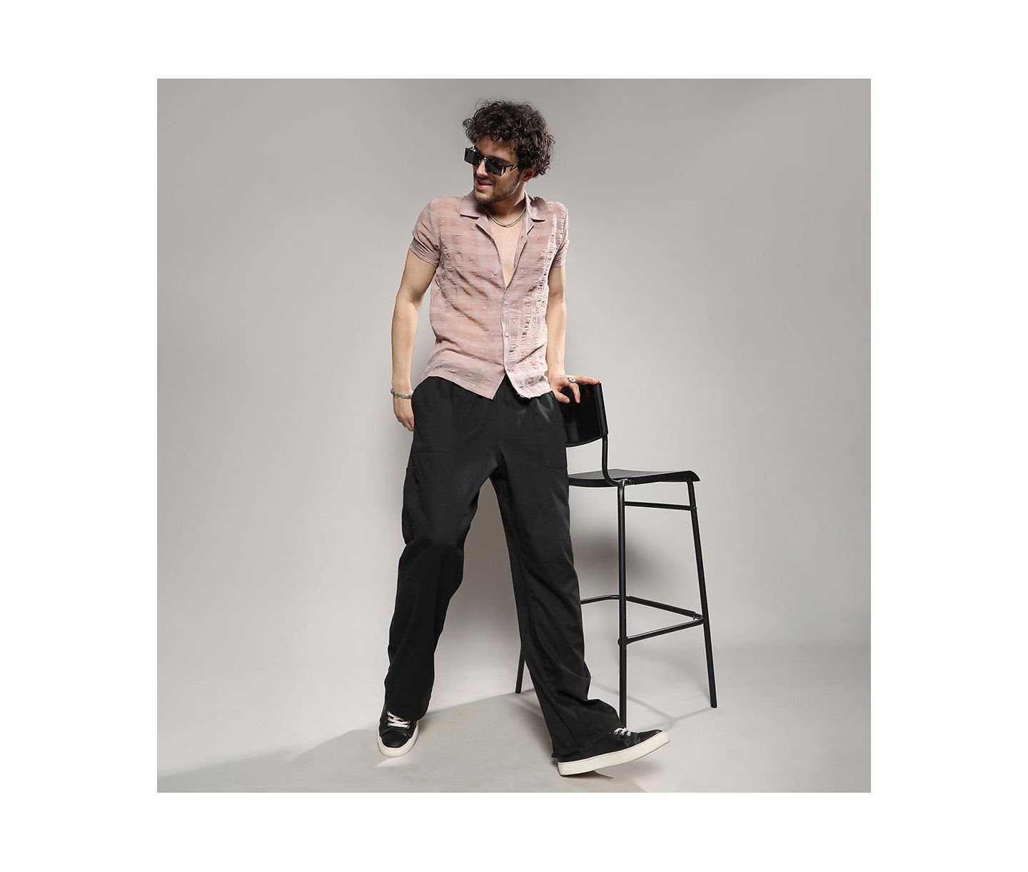 Мужская рубашка Cahoot Campus Sutra Brown Self-Design Buffalo Check, цвет: Бежевый / Хаки — фото 8