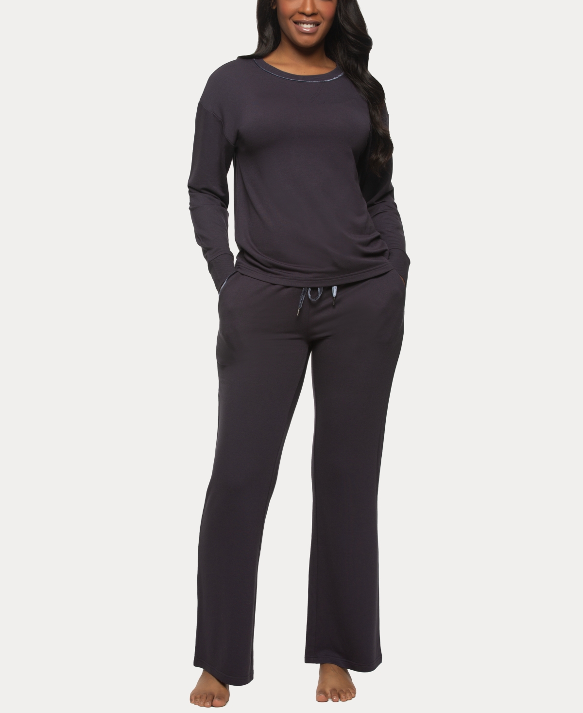 Women's Aria Long Sleeve Crewneck and Pant Lounge Set - Parisian Night