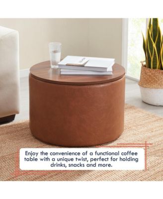 Parker Large Round Coffee Table Storage Ottoman