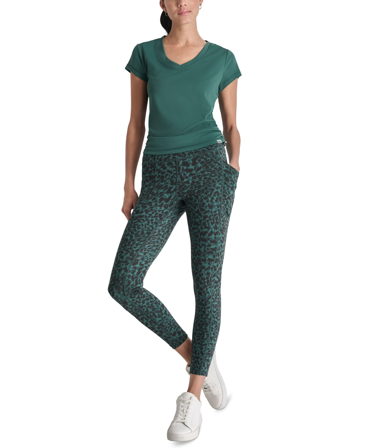 Dkny Sport Women's Tech Textured Ruched-Sides T-Shirt