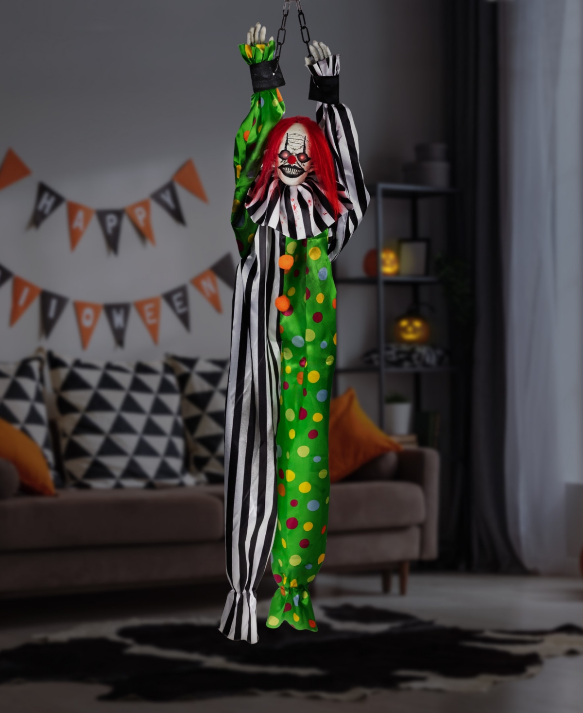 Northlight Animated Shaking Clown With Sound Hanging Halloween Decoration In Multi