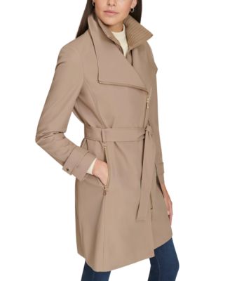Petite Belted Long-Sleeve Wrap Coat