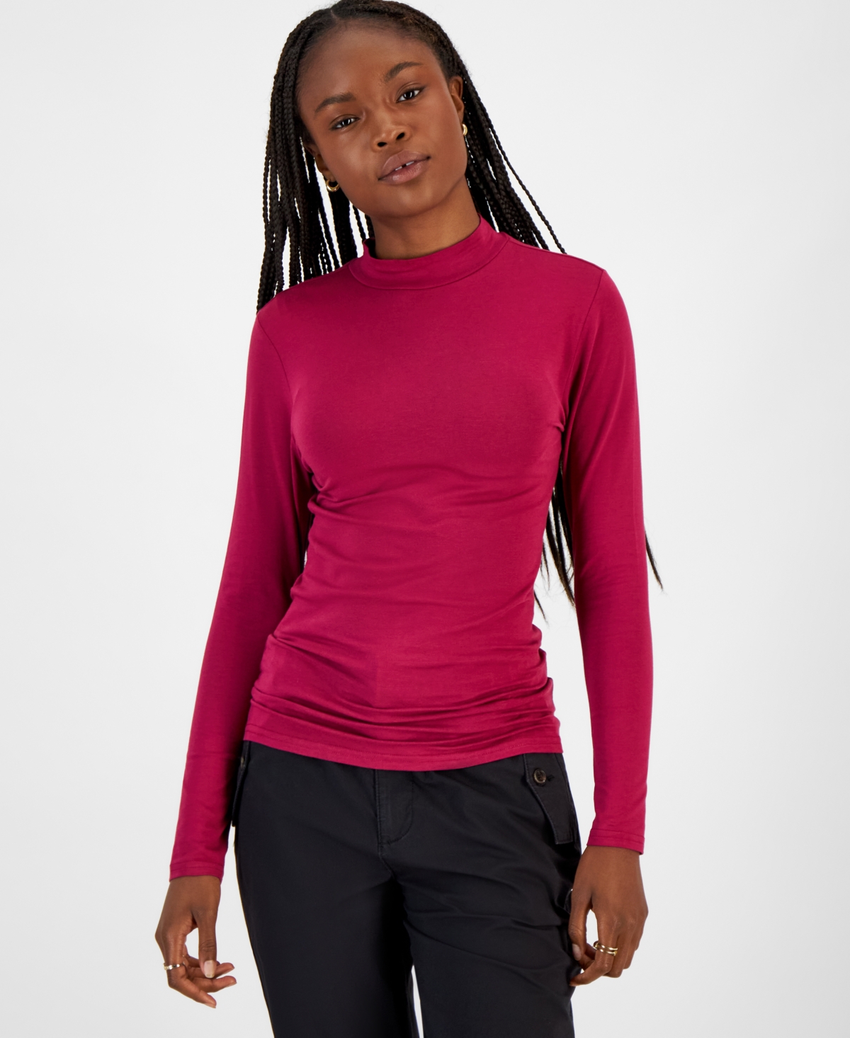 Juniors' Mock-Neck Long-Sleeve Top - Ultimate G