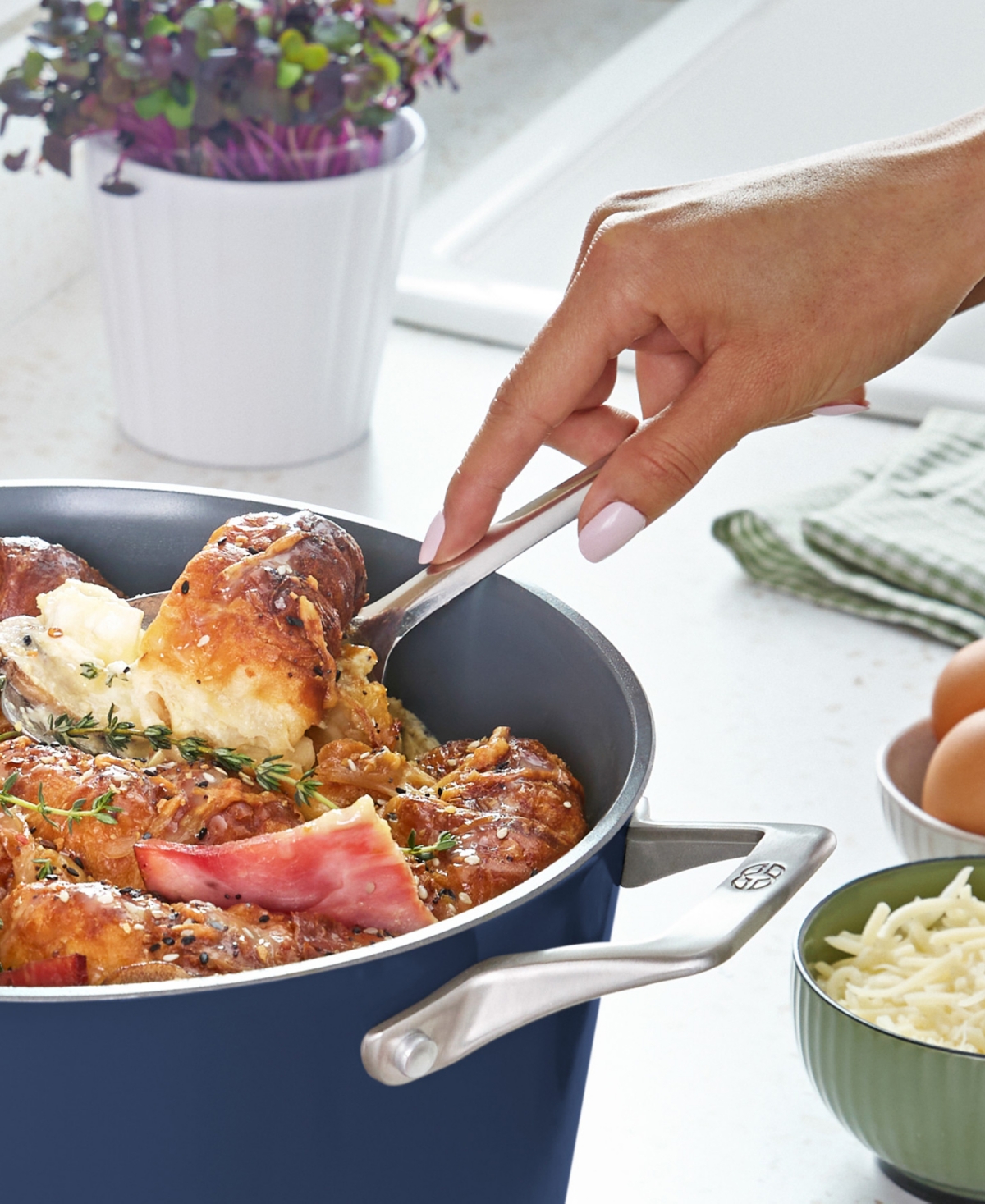 Calphalon Premier Ceramic Nonstick 7-qt. Dutch Oven With Lid In Mushroom Grey
