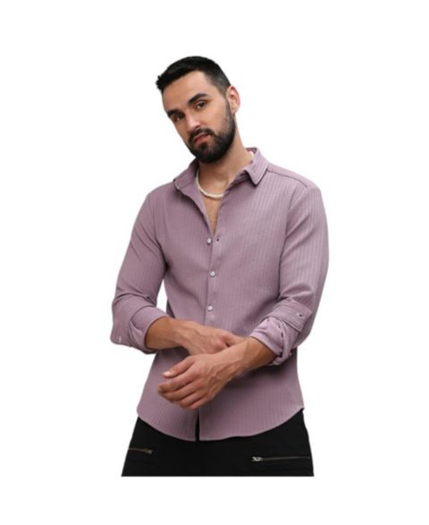 Мужская рубашка Campus Sutra Lavender Stripe-Creased, цвет: Фиолетовый