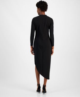 Anne Klein Women's Mock-Neck Asymmetrical-Hem Dress - Macy's