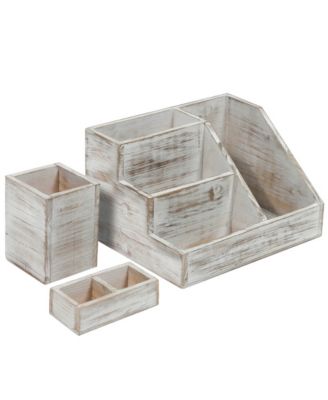 3 Piece Desk Organizer Set- Rustic Mail Organizer For Desktop - Great For Rustic Or Industrial Decor! Makeup Organizer For Vanity