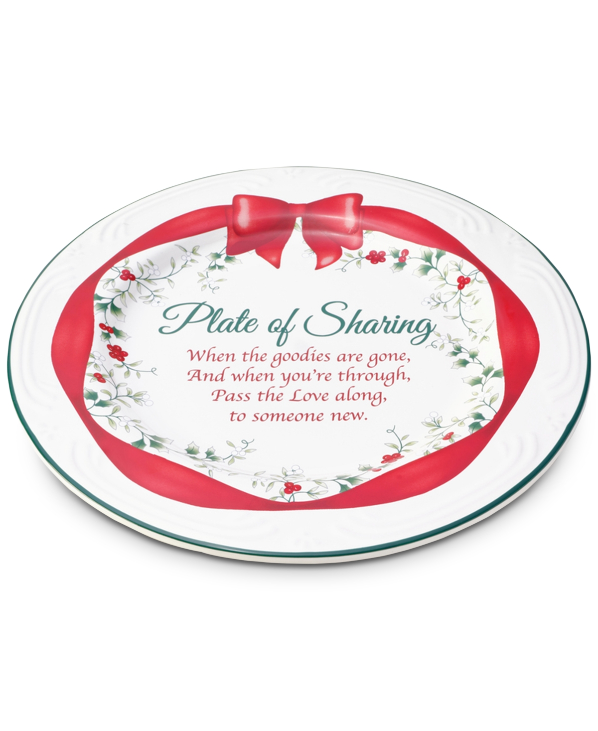 Winterberry Red Ribbon Stoneware Sharing Plate In Assorted