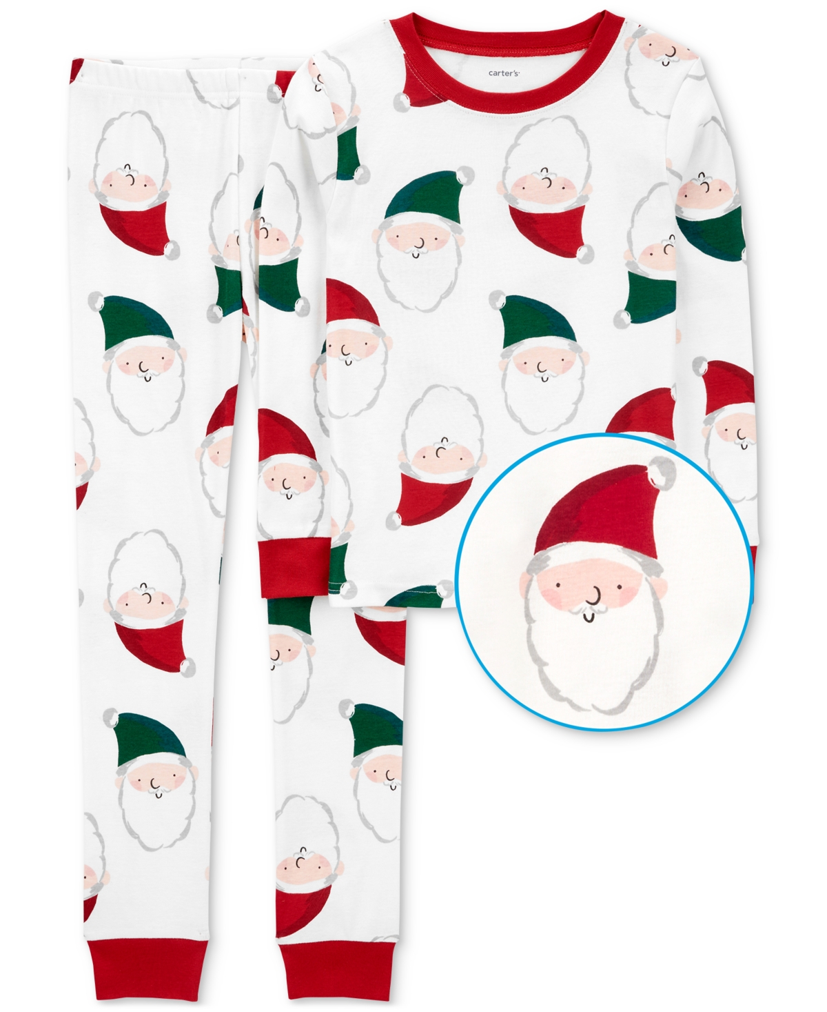 Carter's Little & Big Santa-Print 100% Snug Fit Cotton Pajamas, 2 Piece Set