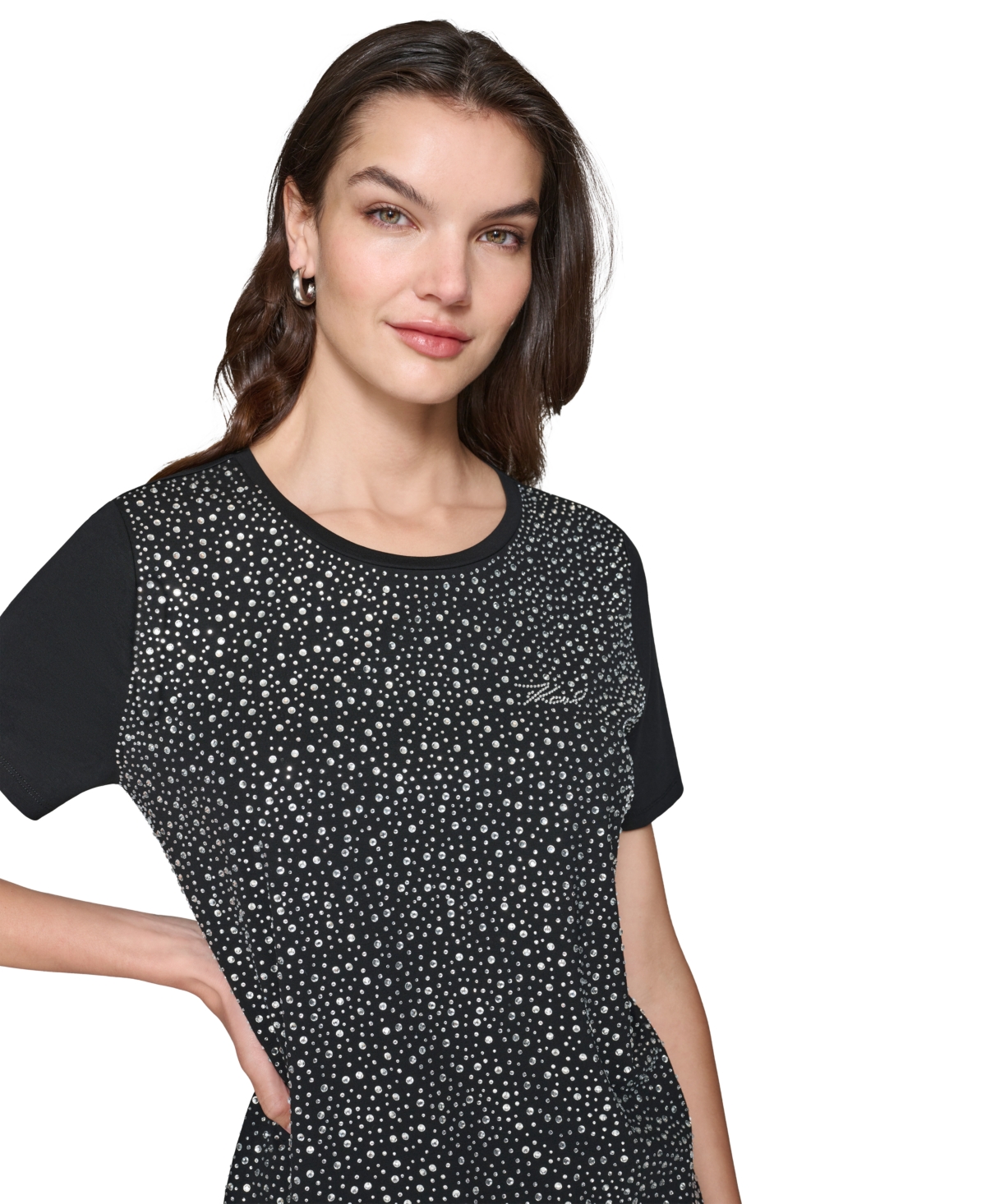 Karl Lagerfeld Paris Women's Rhinestone-Embellished T-Shirt