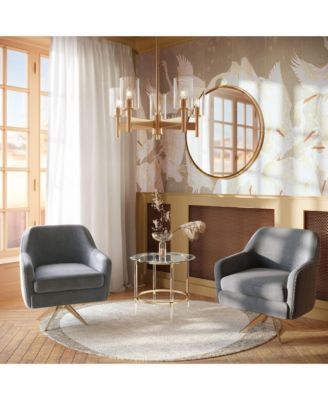 Lantico Gold Pendant Chandelier 24 1/2" Wide Modern Clear Glass 5-Light Fixture for Dining Room House Foyer Kitchen Island Bedroom