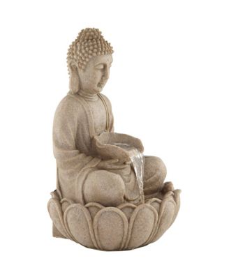 Calm Buddha 22" High Large Zen Asian Indoor Outdoor Decor Sand Stone Floor Fountain with Light LED Outside