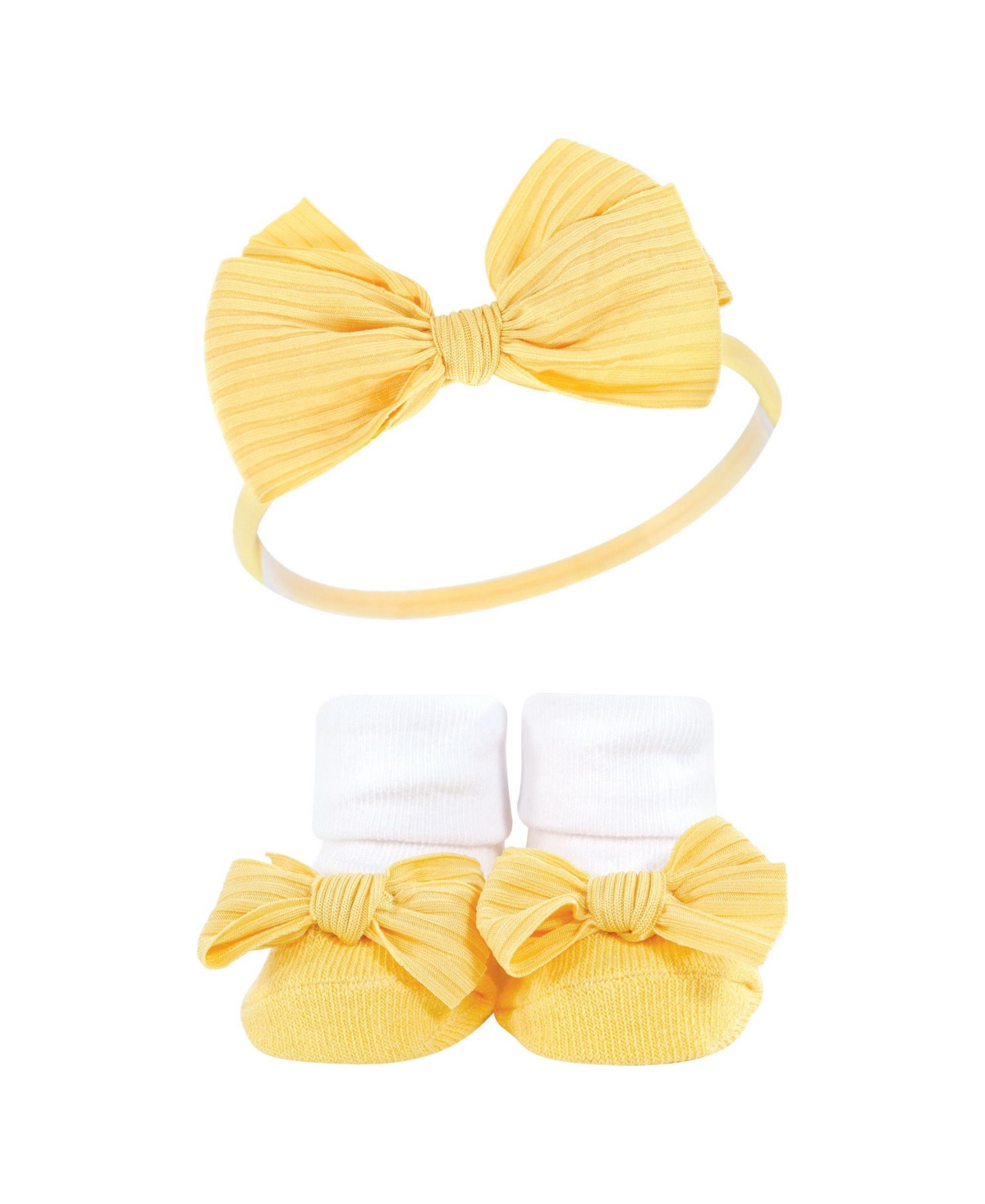Hudson Baby Baby Girls Headband and Socks Giftset, One - Coral stripe
