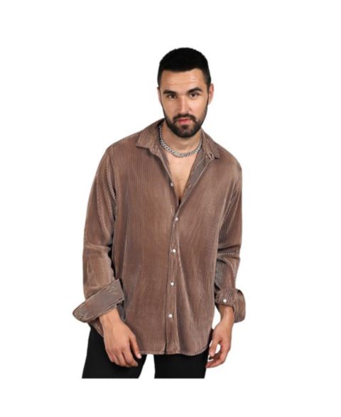 Мужская рубашка Cahoot Mocha Brown Pleat-Creased, цвет: Коричневый