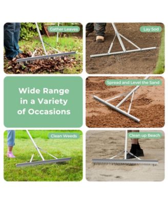 Aluminum Rake with 36 Inch Wide Rake Head and 68 Inch Long Handle