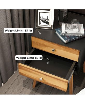 Mid-Century Wooden Multipurpose End Table with 2 Storage Drawers