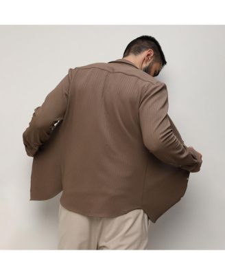 Men's Tan Brown Stripe-Creased Shirt