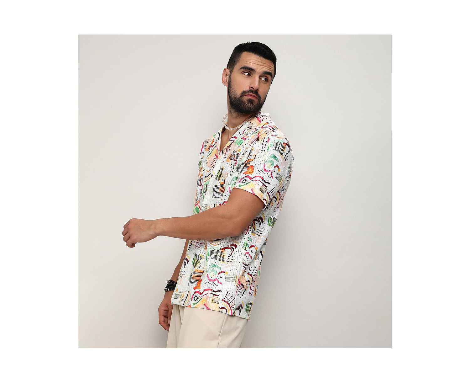 Men's Multicolour Mesh Graphic Shirt