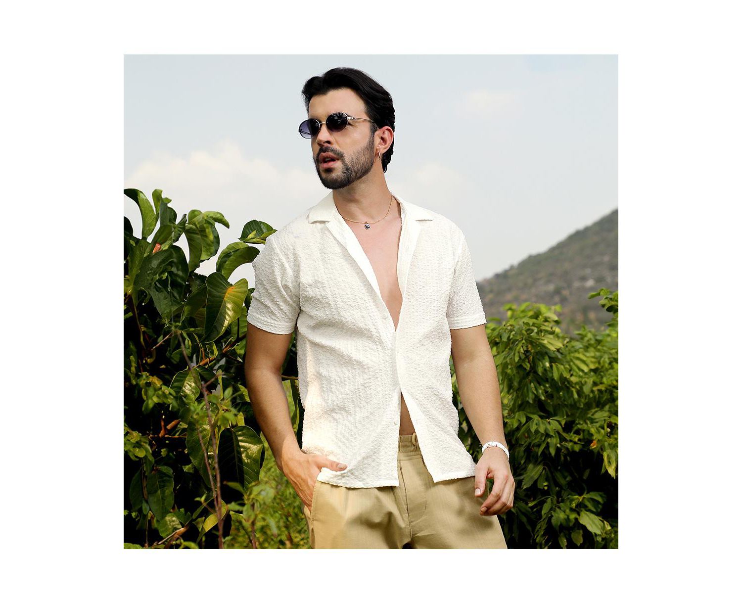 Men's Chalk White Micro Creased Shirt