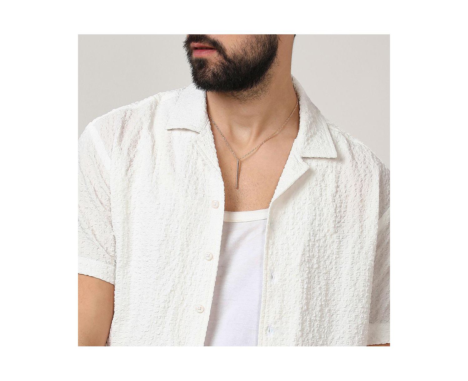 Men's Chalk White Micro Creased Shirt