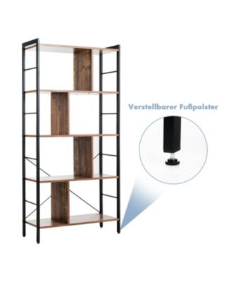 4-Tier Industrial Freestanding Bookshelf with Metal Frame