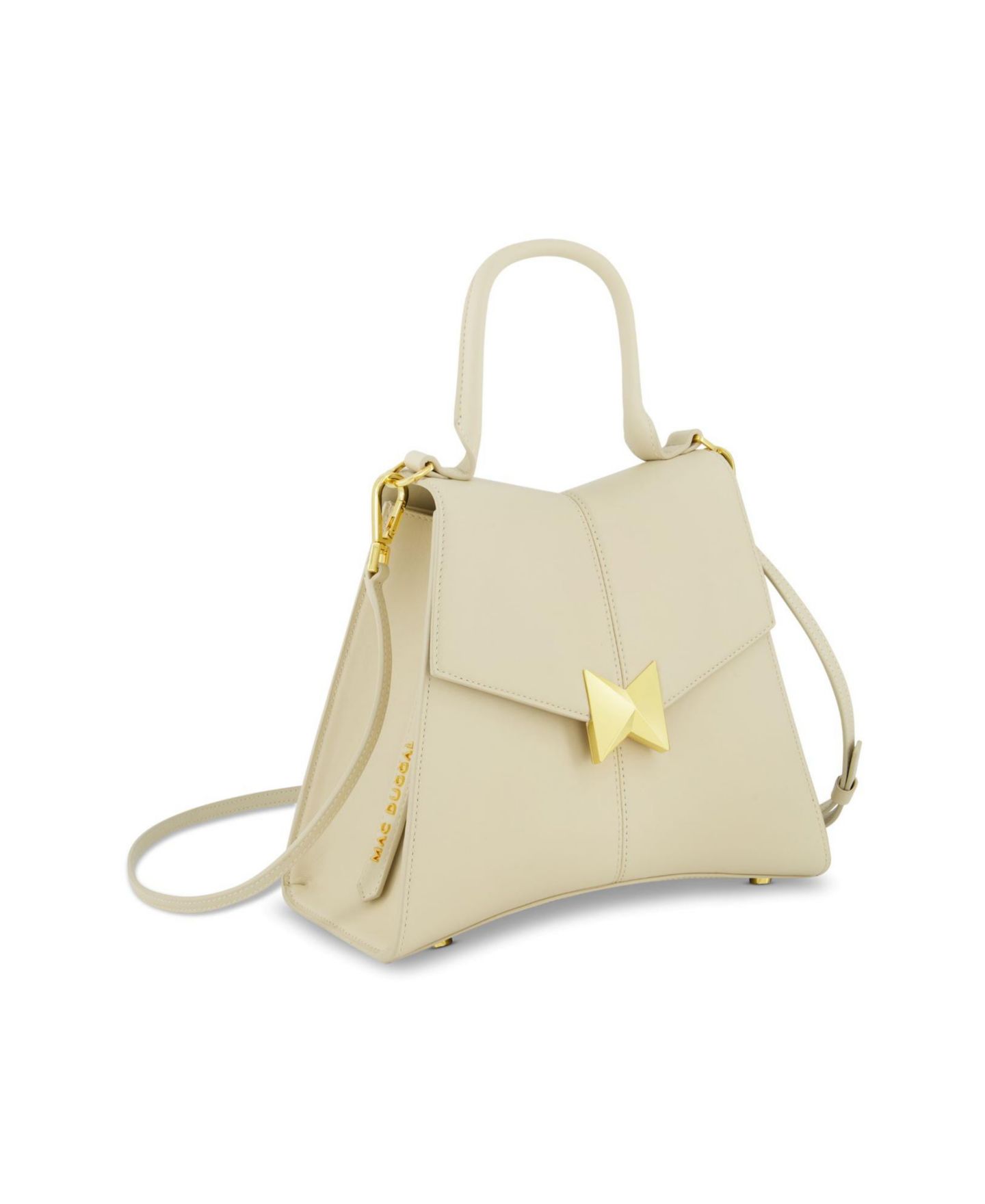 Женская сумка Mac Duggal Gold Plated Hardware Angular Leather Handbag, цвет: Экрю — фото 1