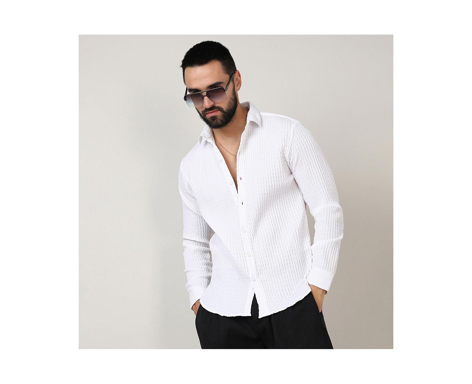 Men's Chalk White Twisted Crease Shirt
