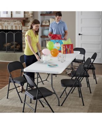 Outdoor/Indoor Black Vinyl Padded Folding Dining Chair (Set of 4)