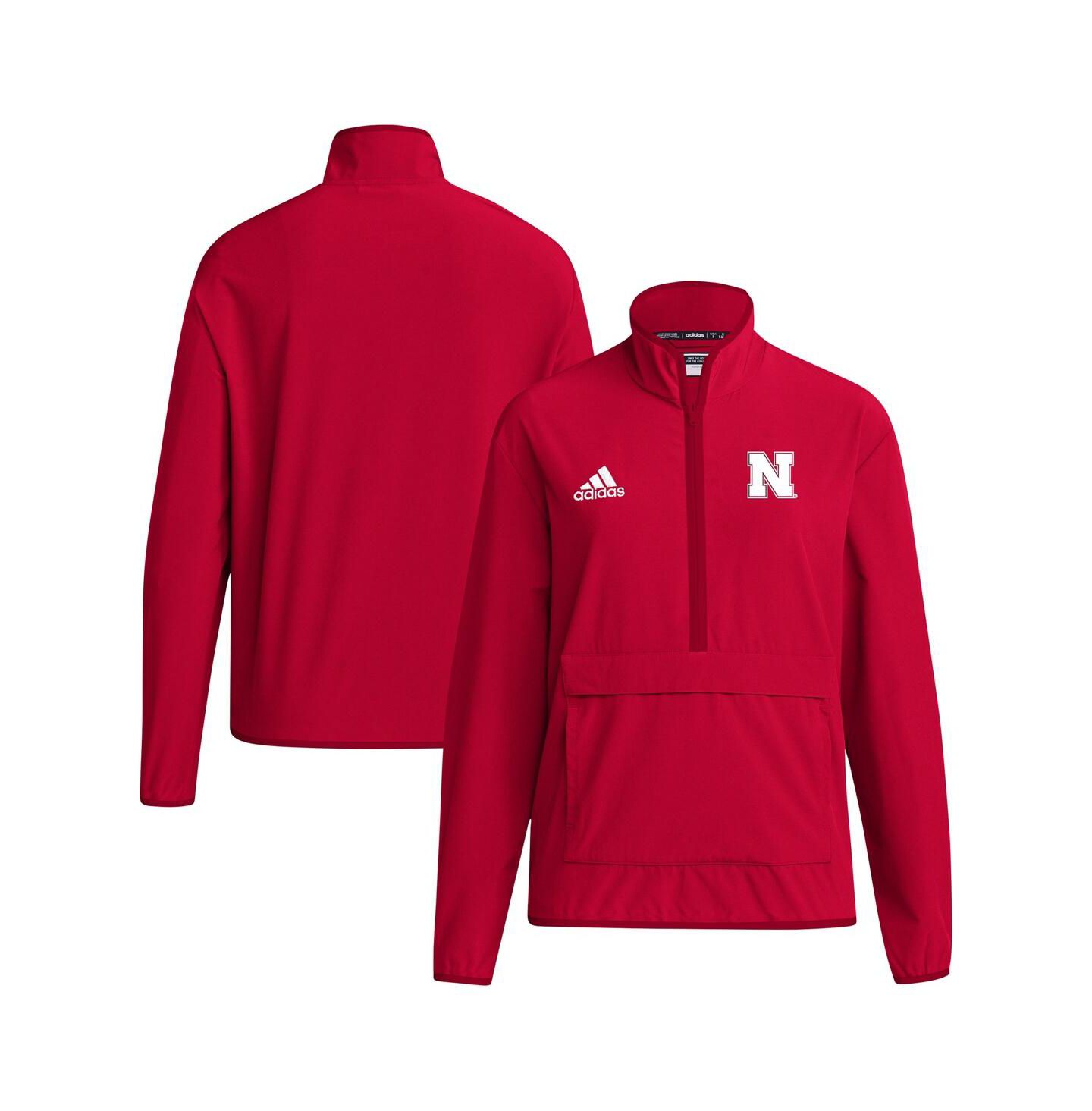 Мужская куртка adidas Scarlet Nebraska Huskers Coaches Sideline Half-Zip — фото 1