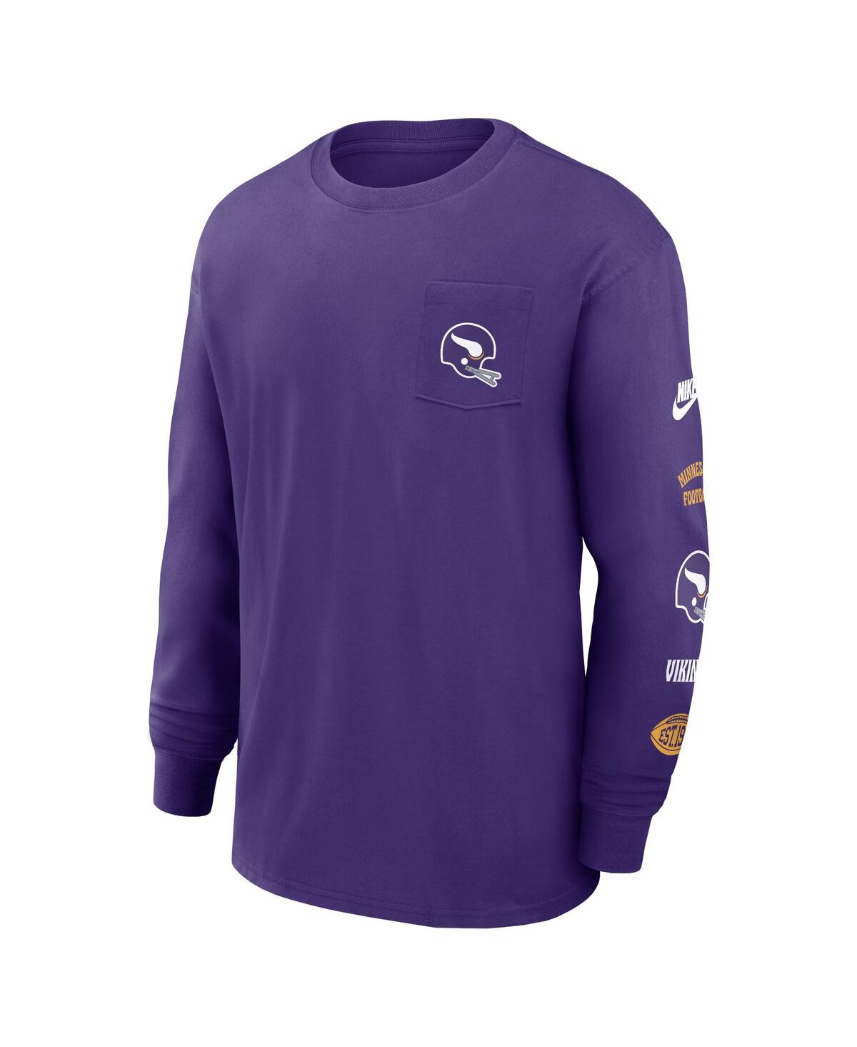 Nike Men'sMinnesota Vikings Rewind Heavy Max 90 Pocket Long Sleeve T-Shirt - Purple