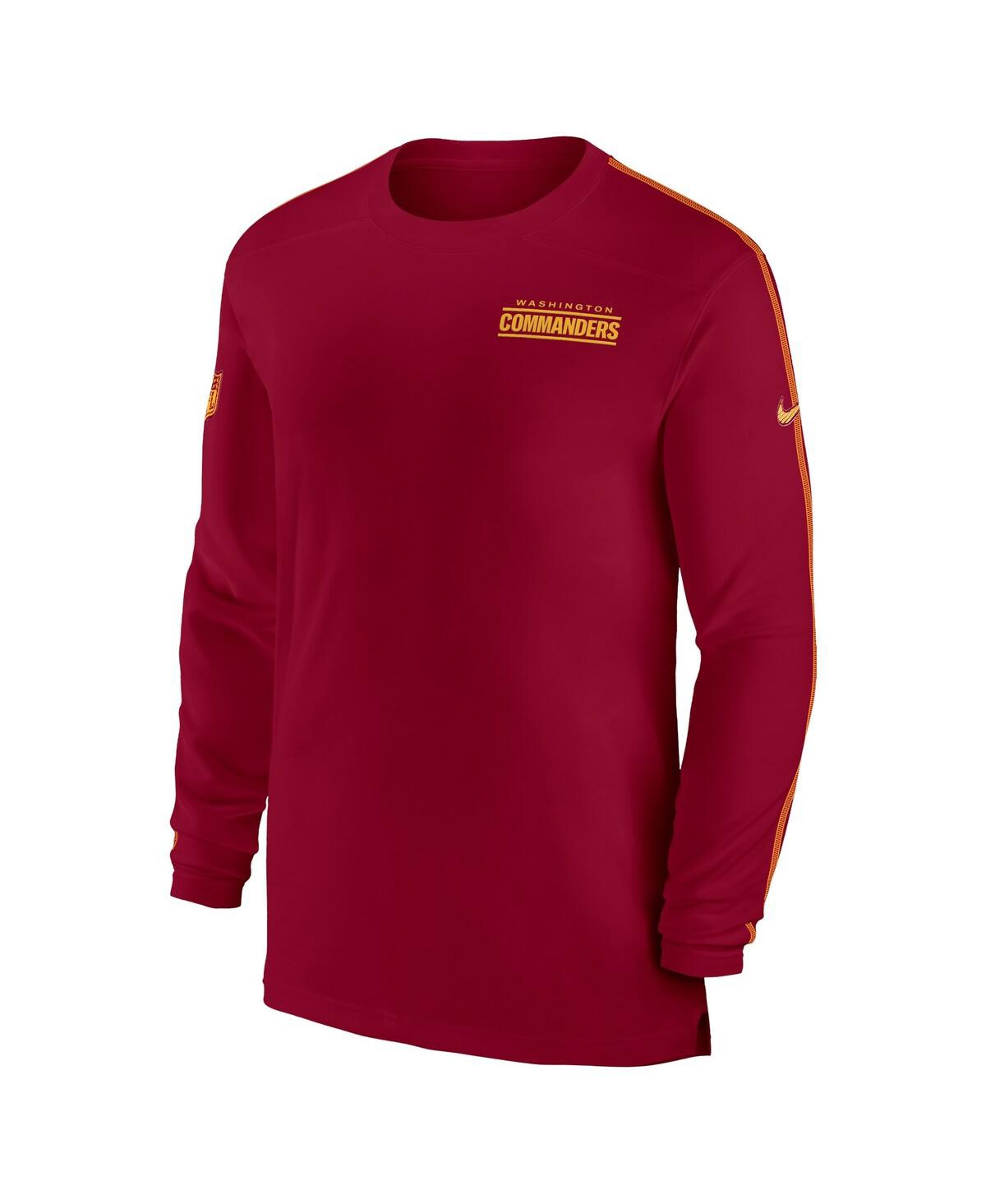 Nike Men'sWashington Commanders Sideline Coach Uv Performance Long Sleeve T-Shirt - Burgundy, Gold