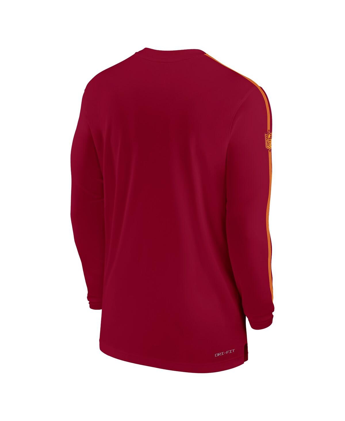 Nike Men'sWashington Commanders Sideline Coach Uv Performance Long Sleeve T-Shirt - Burgundy, Gold