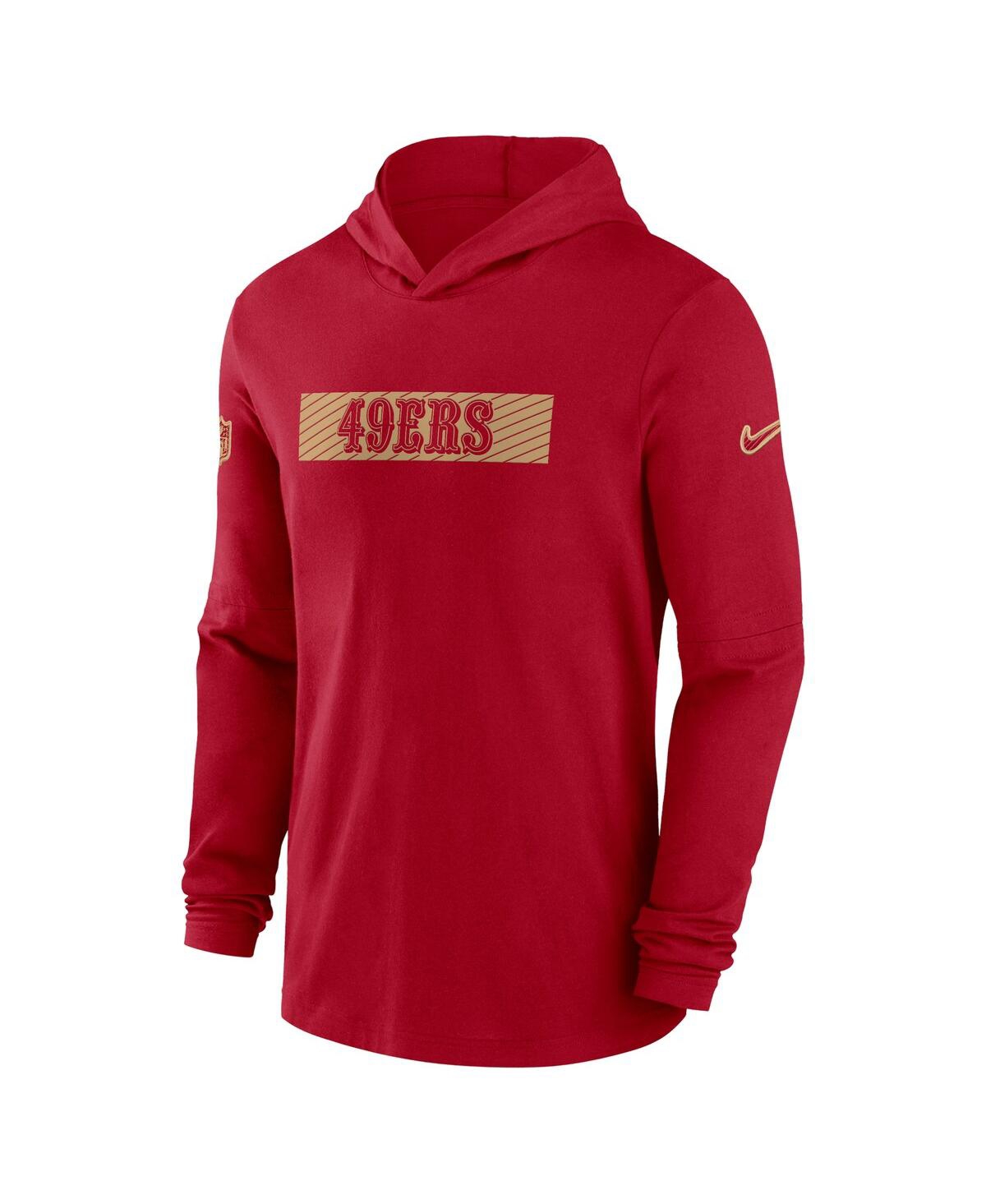 Nike Men'sSan Francisco 49ers Sideline Hoodie Performance Long Sleeve T-Shirt - Scarlet