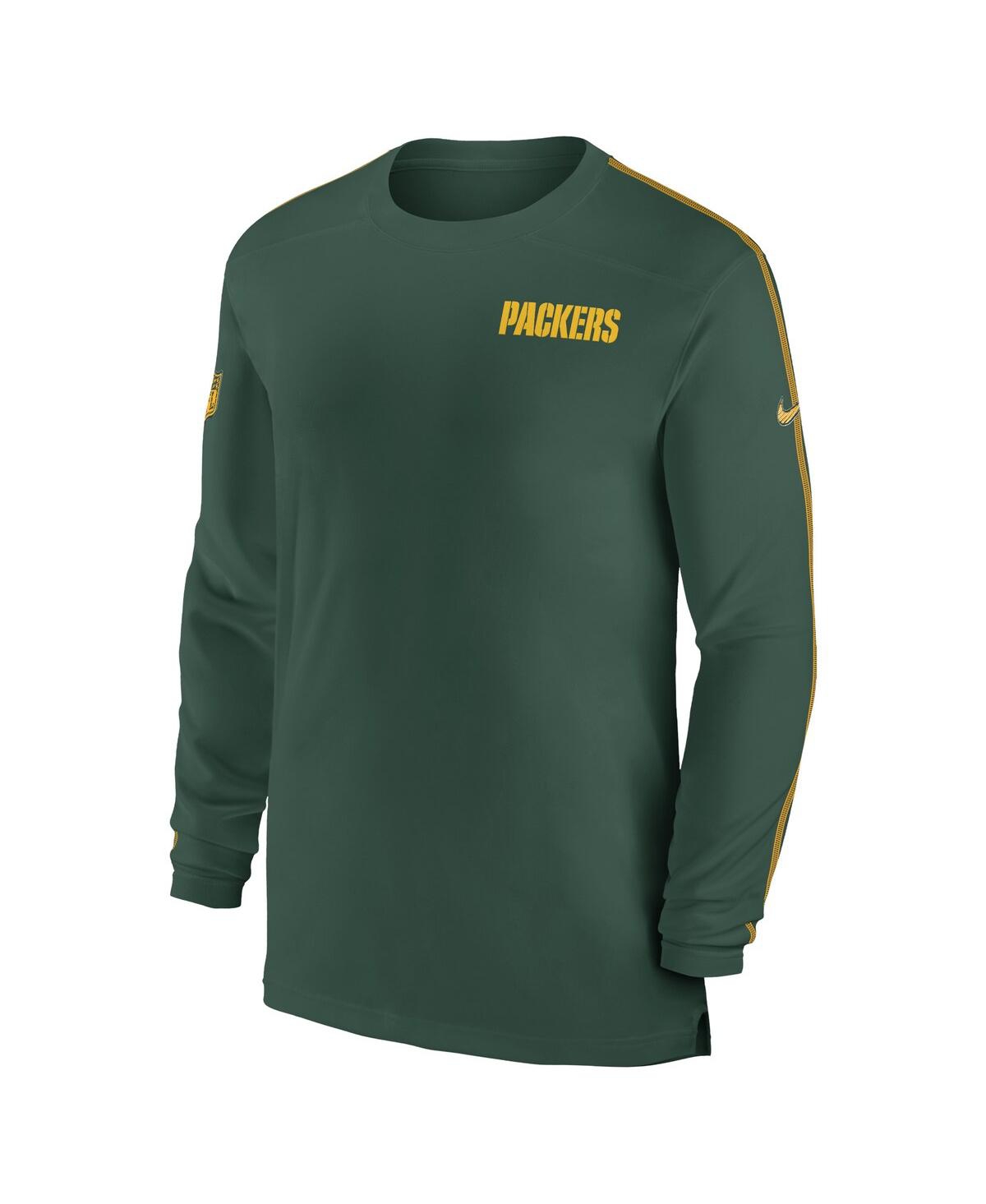 Nike Men'sGreen Bay Packers Sideline Coach Uv Performance Long Sleeve T-Shirt - Green, Gold
