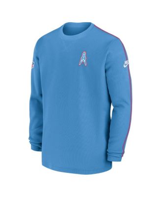 Men's Light Blue Tennessee Titans Oilers Throwback Alternate Logo Coach Long Sleeve T-Shirt