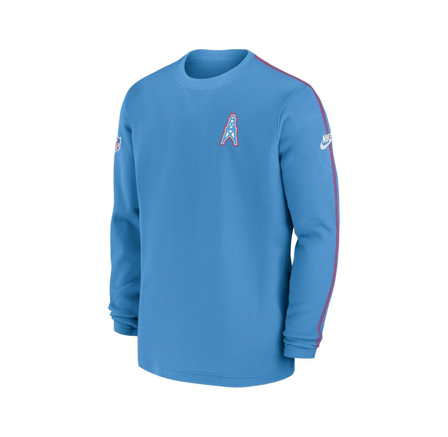 Men's Light Blue Tennessee Titans Oilers Throwback Alternate Logo Coach Long Sleeve T-Shirt