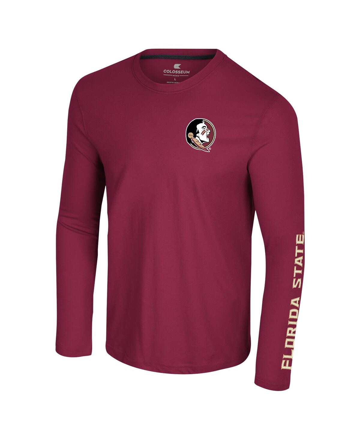 Colosseum Men's Garnet Florida State Seminoles Logo Lockup 3-hit Active Blend Long Sleeve T-shirt In Garnet