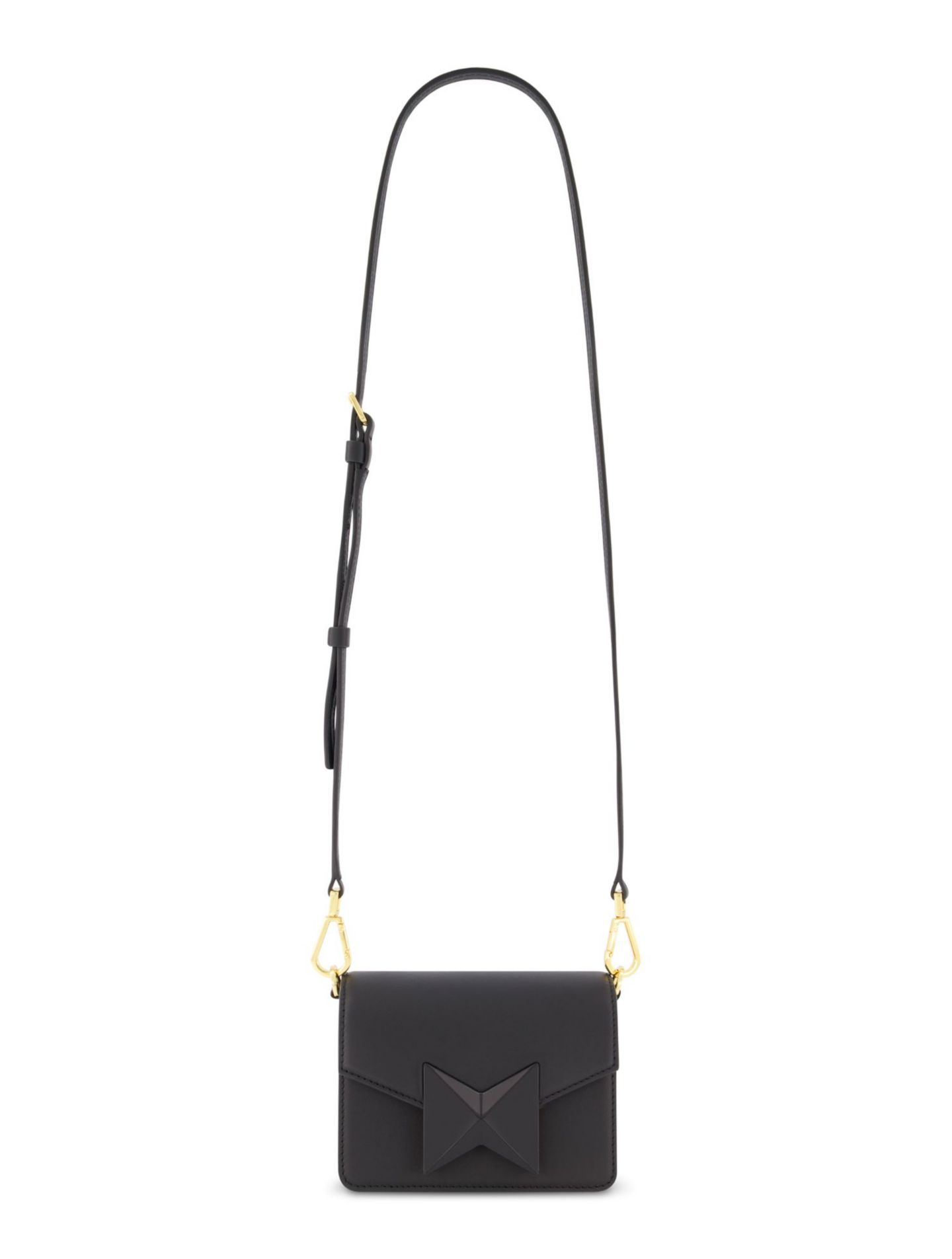 Женская сумка Mac Duggal Mini Leather Gold Strap Crossbody, цвет: Чёрный — фото 3