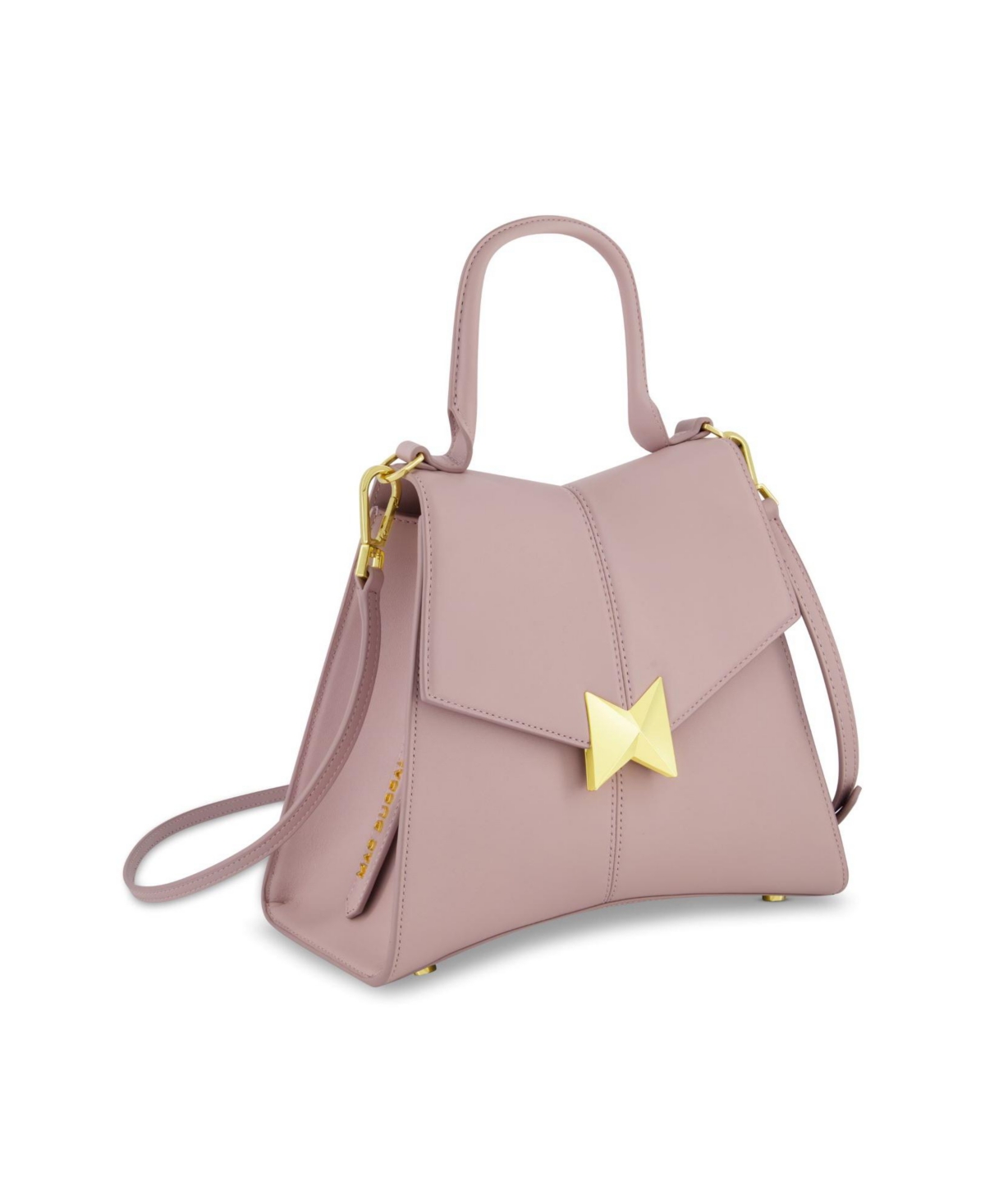 Gold Plated Hardware Angular Leather Handbag - Wisteria