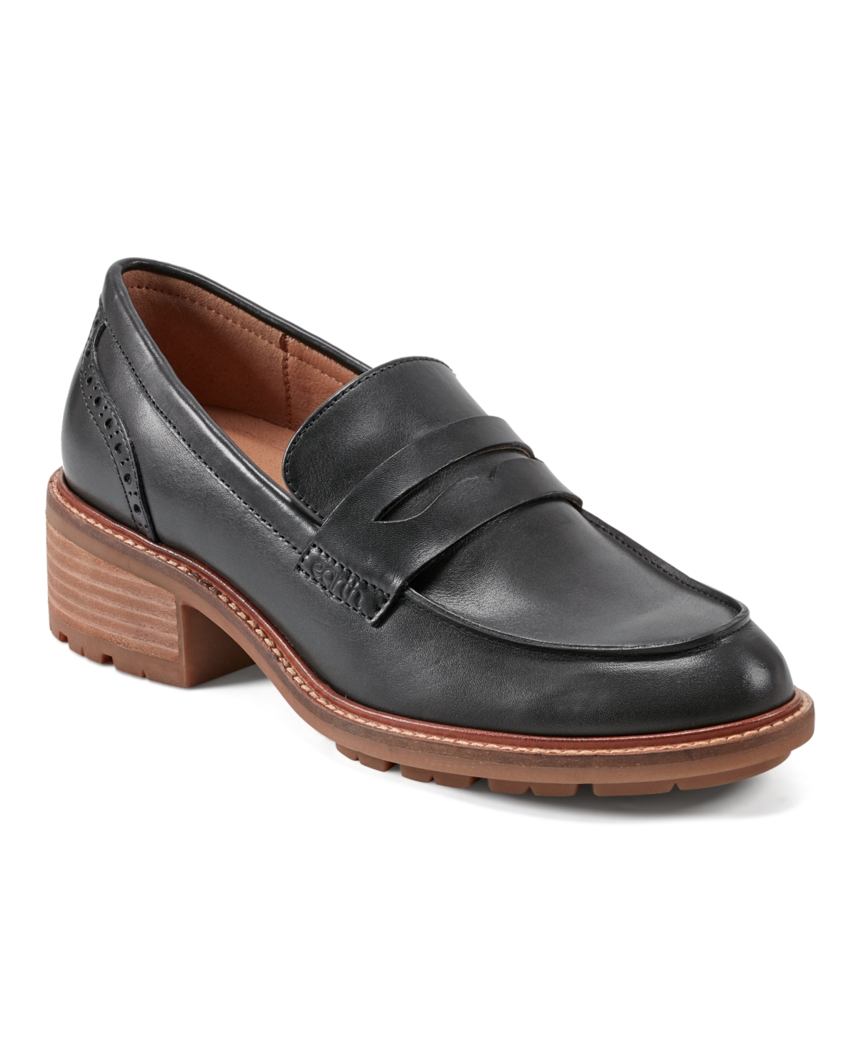 EARTH WOMEN'S LINDY BLOCK HEEL SLIP-ON PENNY LOAFERS 