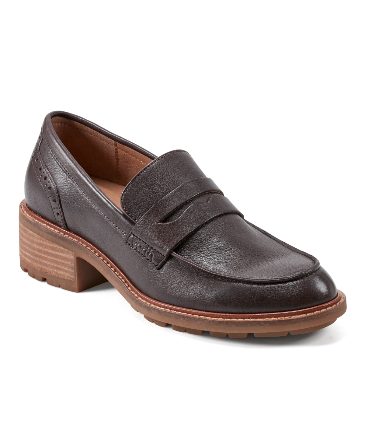 EARTH WOMEN'S LINDY BLOCK HEEL SLIP-ON PENNY LOAFERS 