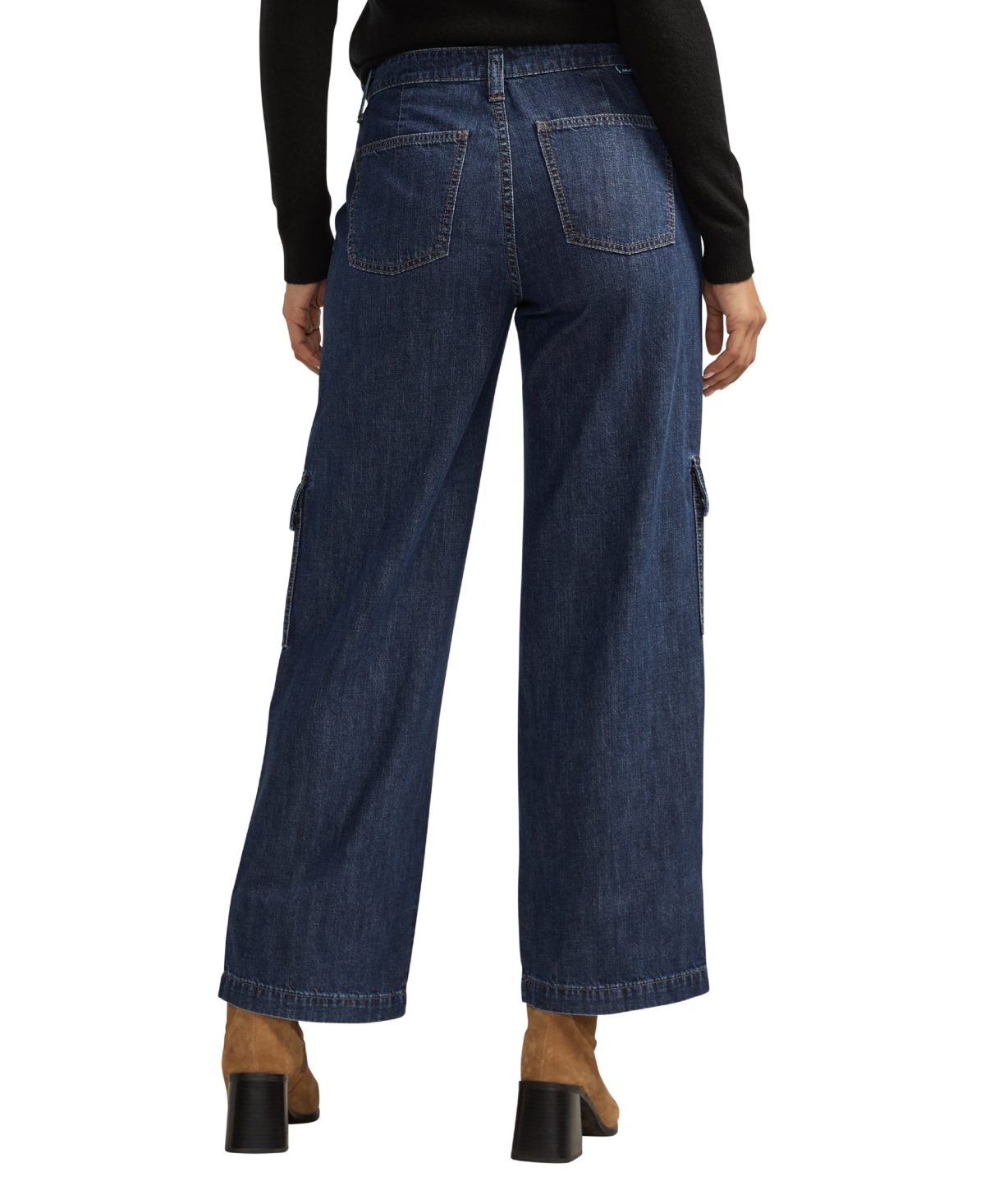 Jag High Waist Wide Leg Cargo Jeans In Elysian Blue