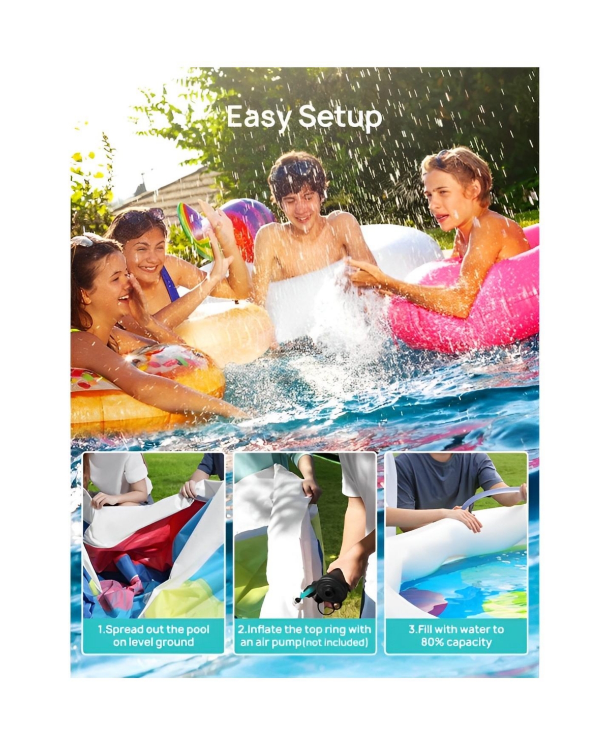 Skonyon x 48in Inflatable Swimming Pool Include Filter Pump, Ground Cloth and Cover