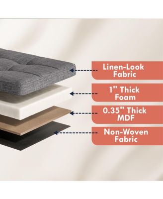 40" Linen Collapsible Tufted Linen Long Bench Storage Ottoman with 3 Drawers