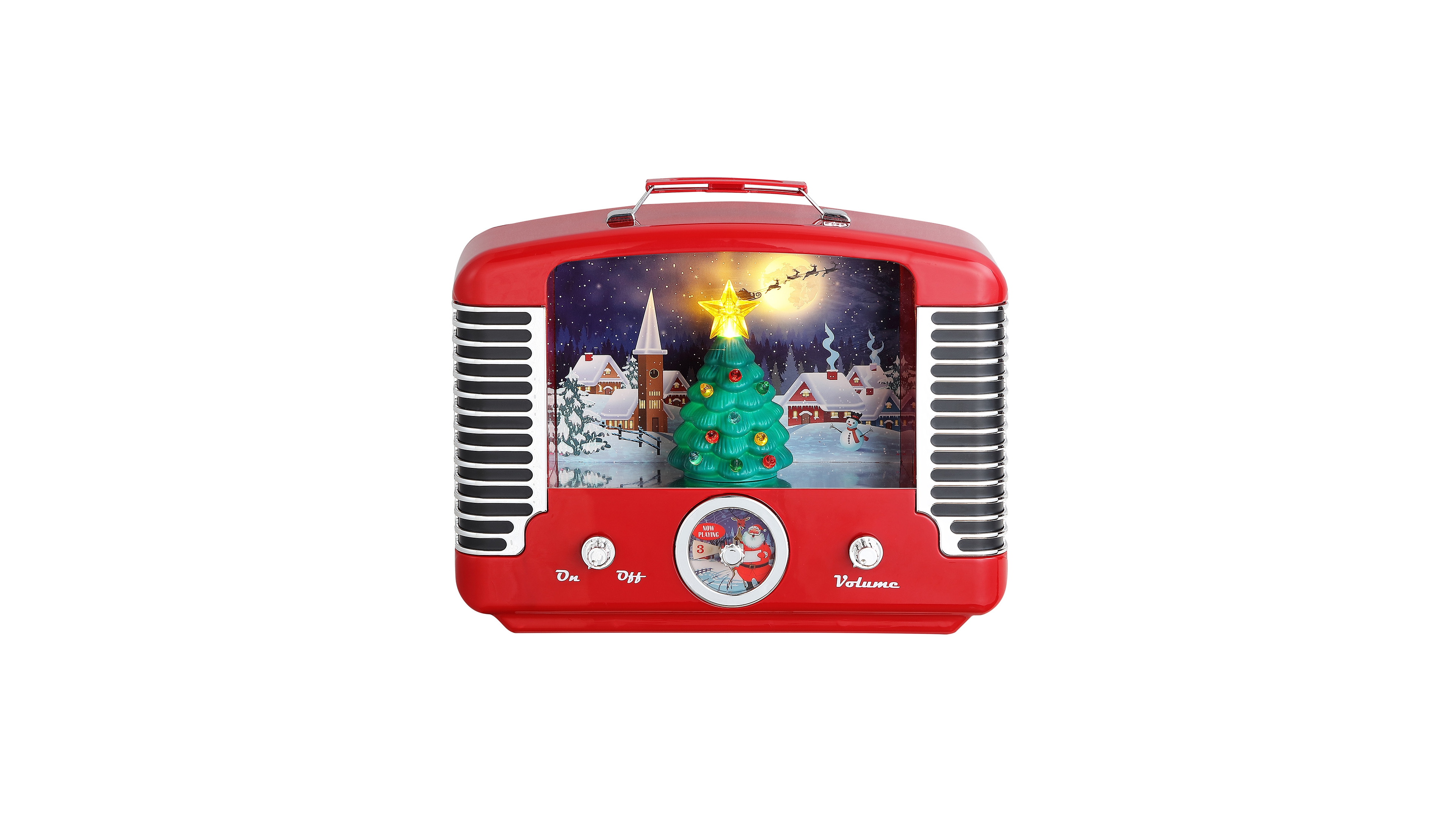 Mr. Christmas 12" Nostalgic Radio Red with Green Tree