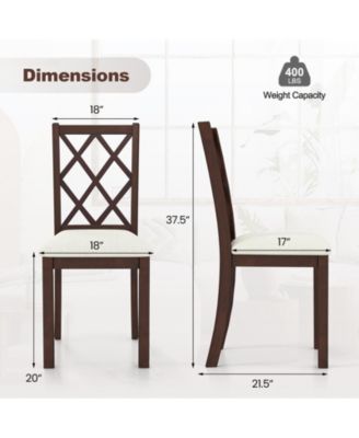 Dining Chair Set of 2 Wood Kitchen Chairs with Upholstered Seat Cushion and Rubber Wood Legs
