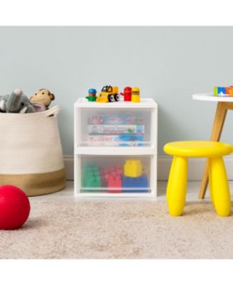 USA 30 Qt. Stackable Storage Drawer, 2 Pack, Plastic Drawer Organizer with Clear Doors for Pantry, Bedroom, Closet, Kitchen, Under-Sink, Home and Office De-Clutter, Shoes and Crafts - White
